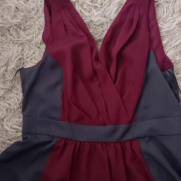Elle Womens Sleeveless Gray, Magenta Color Block Dress Casual Formal SZ 14 - Picture 4 of 12